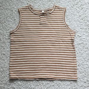 Striped Tan and White Kids Sleeveless Top